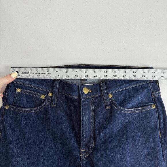 J.Crew Jeans Womens 28 Blue Demi-Boot Crop in Dark Worn Wash Raw Hem Western - Picture 8 of 13